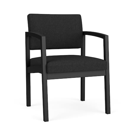 Lesro Lenox Steel Guest Chair, Black Seat, Black Back, 22.5 W 24.5 L 32 H, Vinyl Seat LS1101
